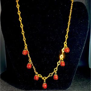 Joan Rivers Jewelry Lady Bug vintage solid weight necklace.